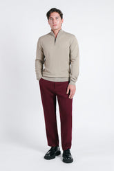 MAGLIA LUPETTO CON MEZZA ZIP TORTORA